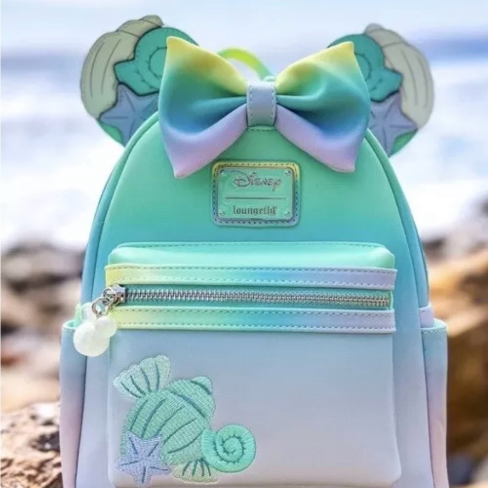 Loungefly Blue and Green Mini Backpack with Mickey Ears